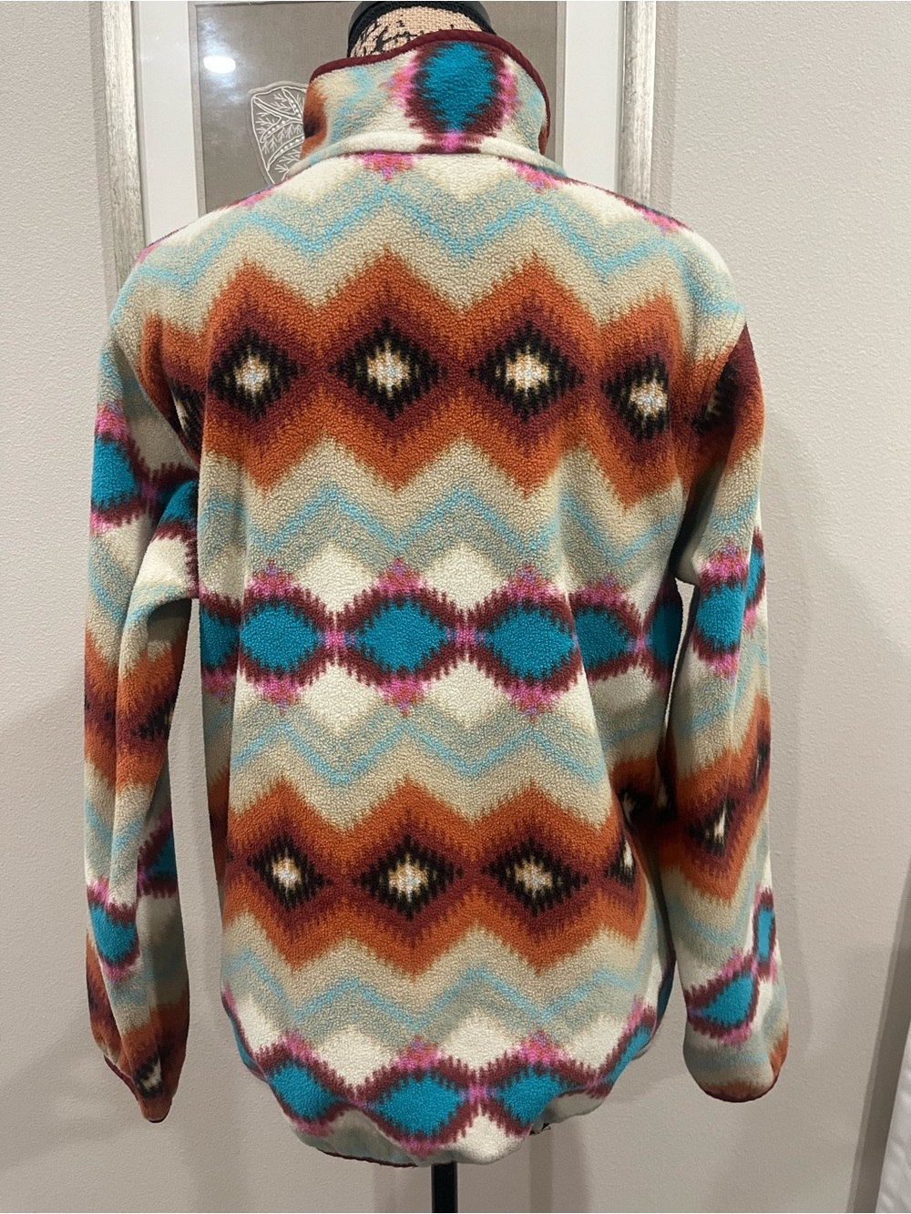 Patagonia Synchilla Snap T Pullover Timber Twist Cinder Red Aztec Women's Large - Picture 4 of 8